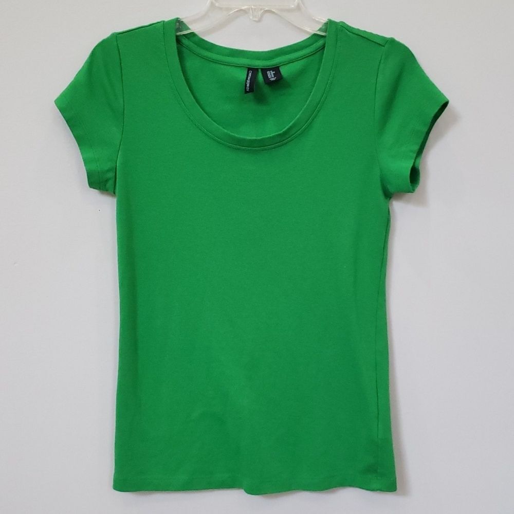 Cynthia Rowley Top Womens sz Medium  Kelly Green Scoop Neck Cap Sleeve Tee